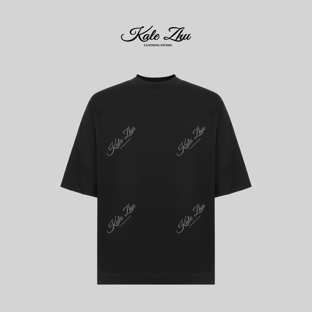 【KALE ZHU】”提花罗纹“圆领短袖宽松T恤 KZZA2T618