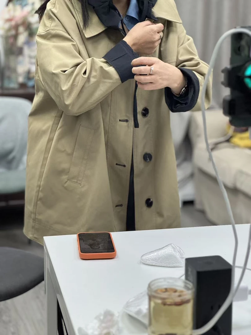 王姐专属-2025韩系气质英伦风中长款休闲连帽外套【妍-25023】