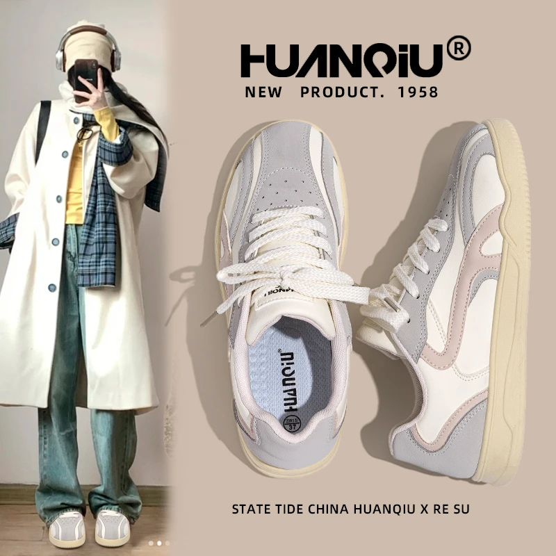 环球新款女鞋2025秋季爆款休闲鞋舒适百搭鞋子女厚底运动德训鞋