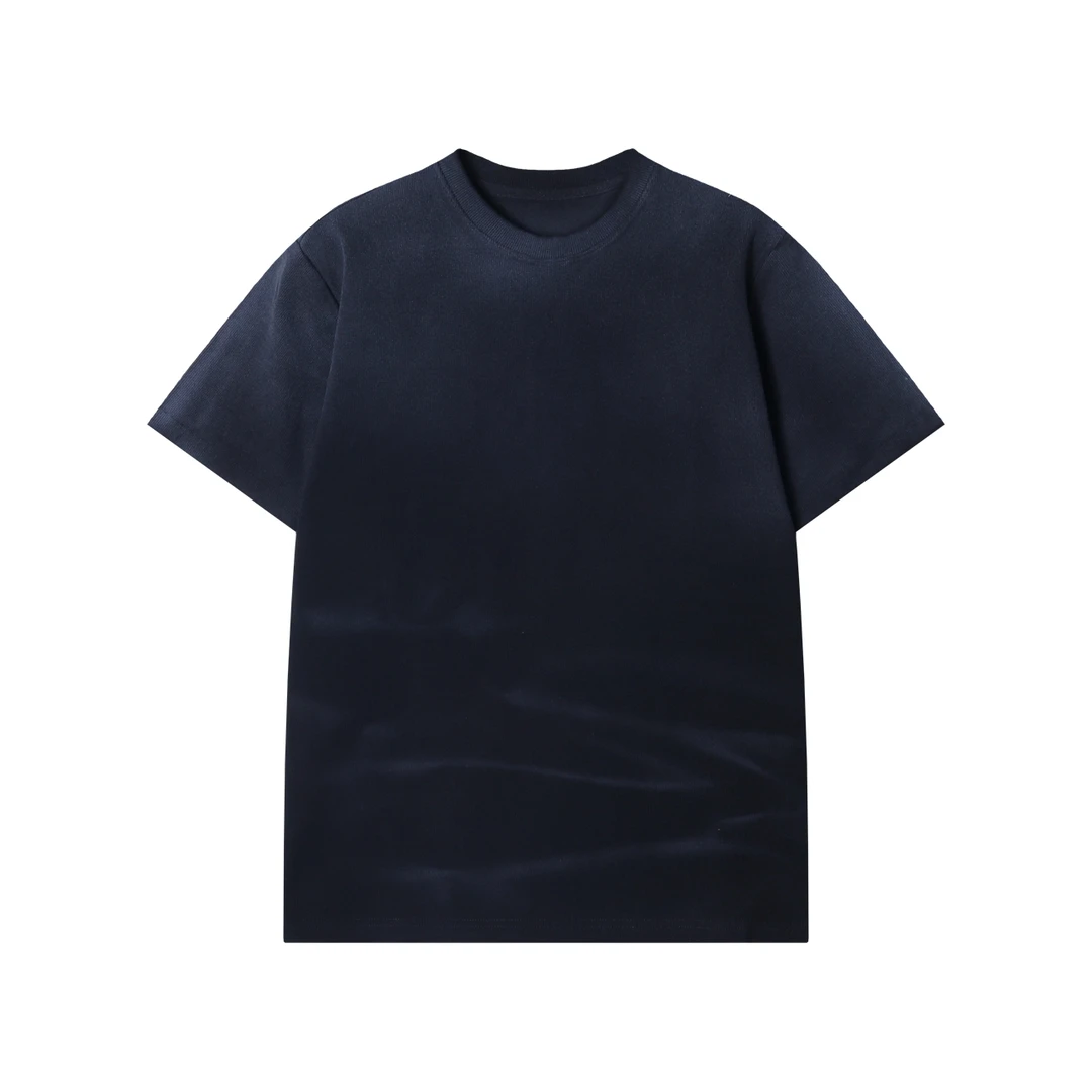 夏季高级感新款韩系纹理感扎染短袖T恤百搭简约情侣圆领宽松上衣