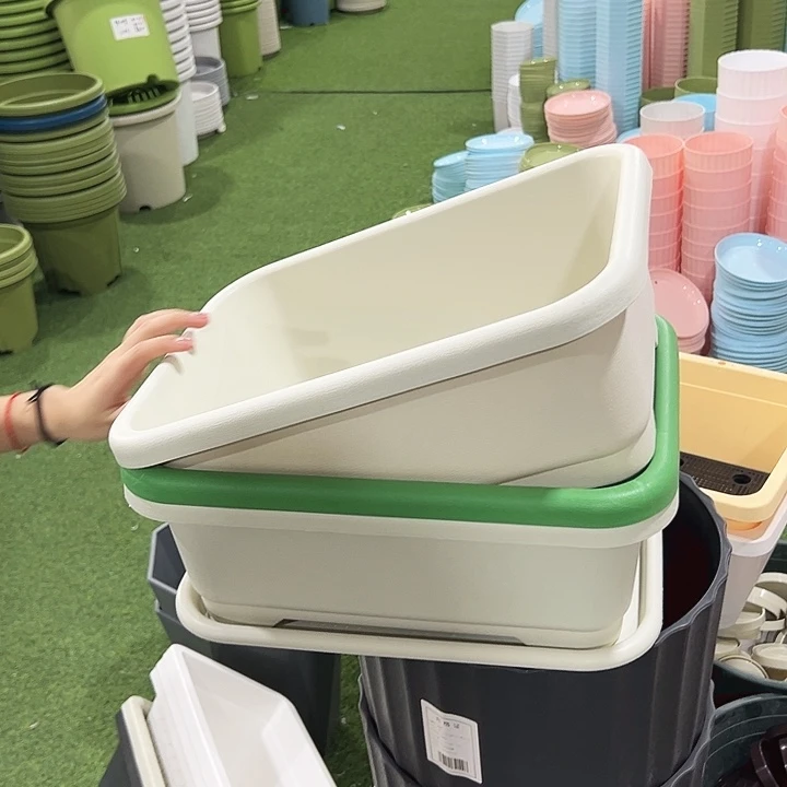 特价宽体小菜盆长38.5宽29高14.5混色带托3只