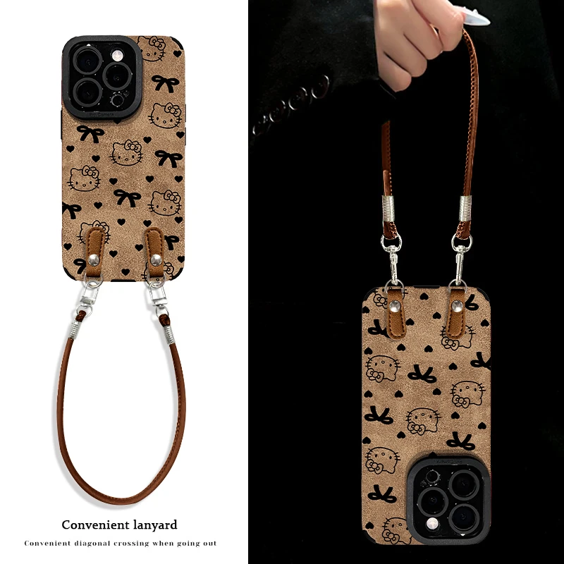 适用于苹果13Pro棕底KT猫手机壳苹果/vivo/华为/oppo简约可爱流行