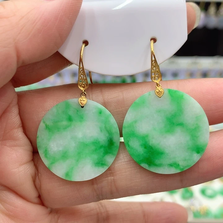 翡翠18K金镶嵌耳饰