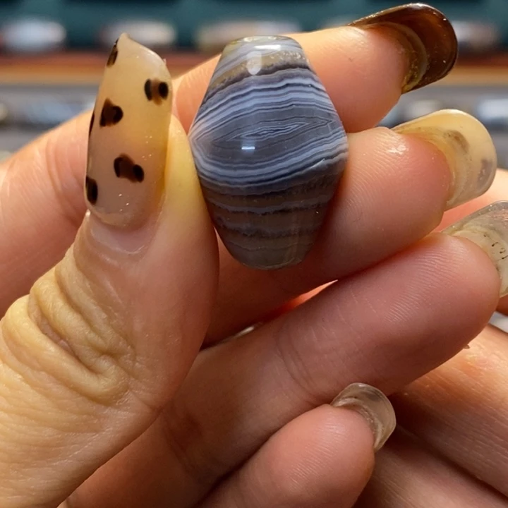 玛瑙/玉髓合金藏风蓝沁海浪花