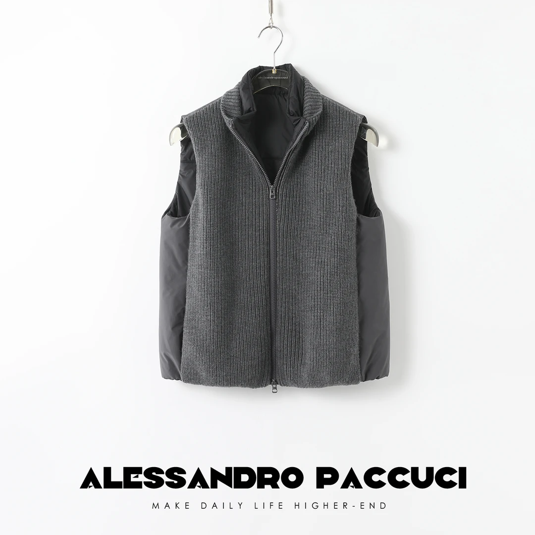 【孤品特价不退不换】洛哥24632X羊毛拼接双面穿时尚百搭拉链马甲