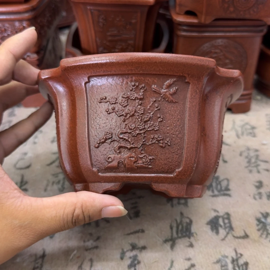 紫砂花盆14x7.5内经紫砂花盆