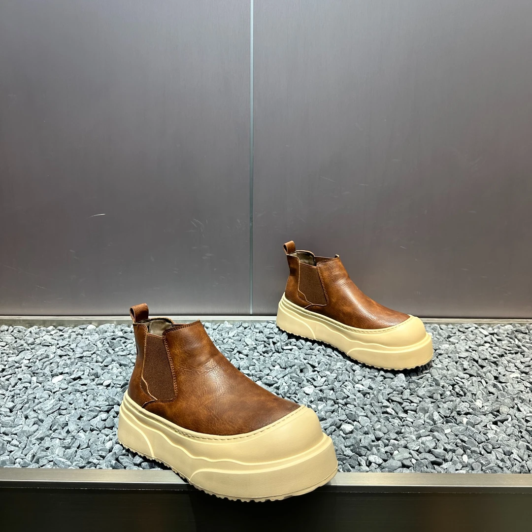 马丁靴男（单棉同款）一脚蹬厚底轻便英伦风舒适复古潮流休闲马丁靴