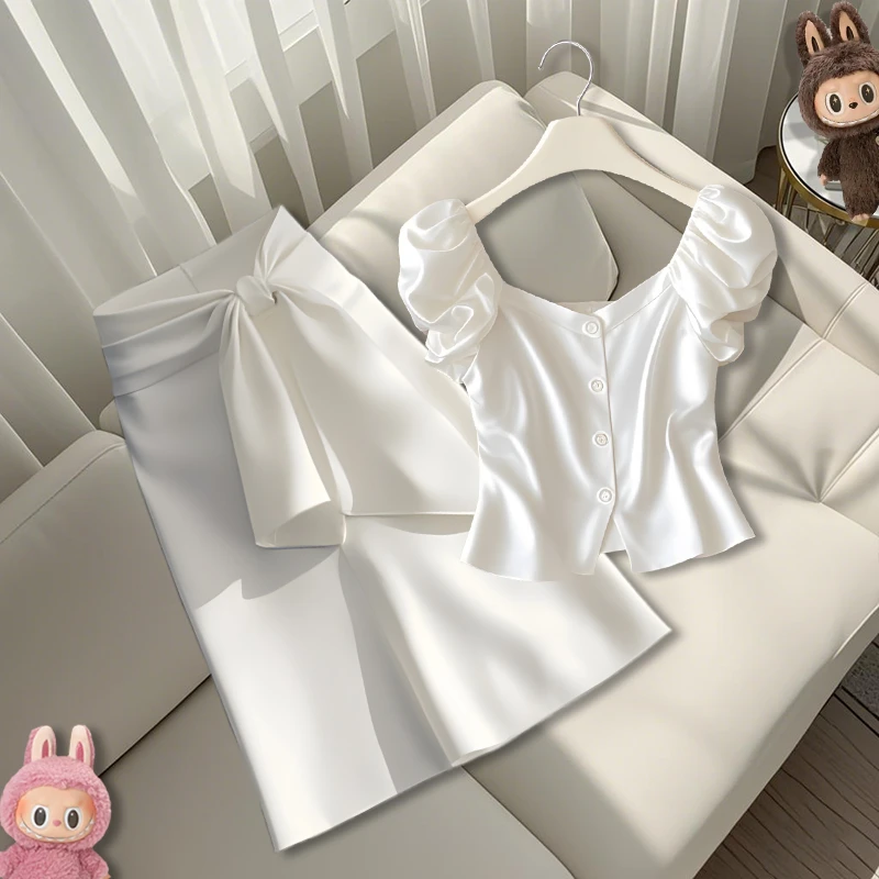 2025夏季新款法式千金时尚洋气显瘦上衣超好看设计感精致半身裙子