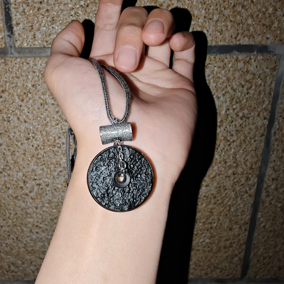 【巅峰藏品】中式传承古朴玉壁手工锤打工艺平安扣宫廷岫玉501项链