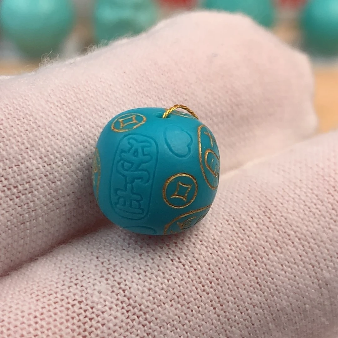 未镶嵌绿松石珠宝奇石招财猫老型11.8×10.8