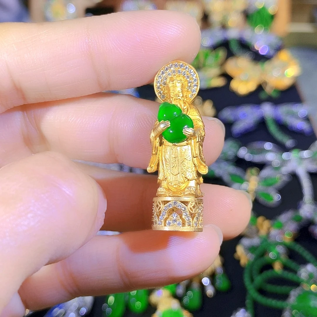 吊坠(不含链)银S925镶嵌翡翠