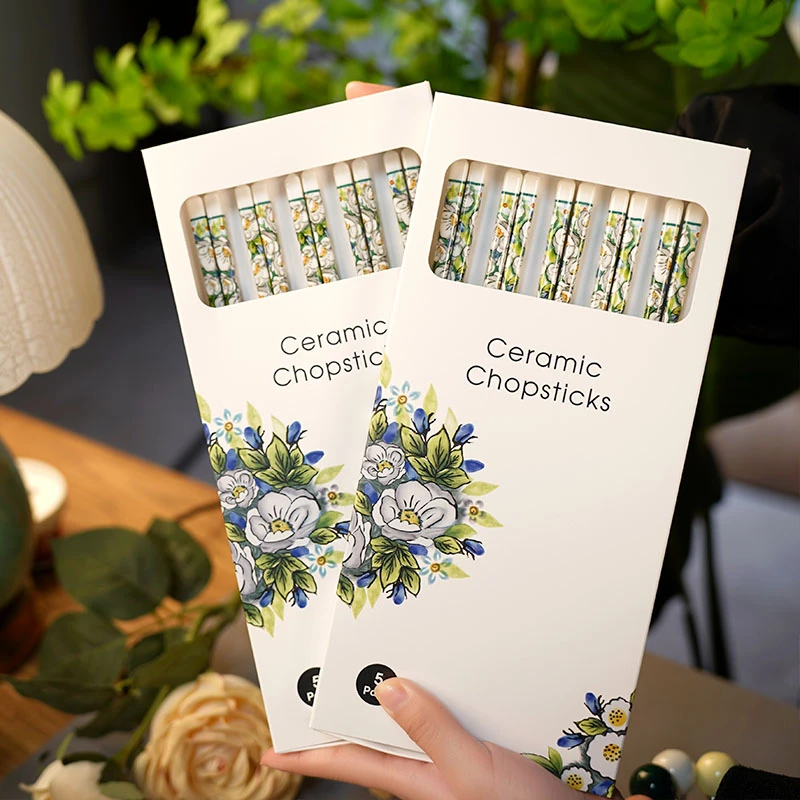 浅茉陶瓷筷子家用高颜值餐具家庭高级感防滑防霉高档耐高温