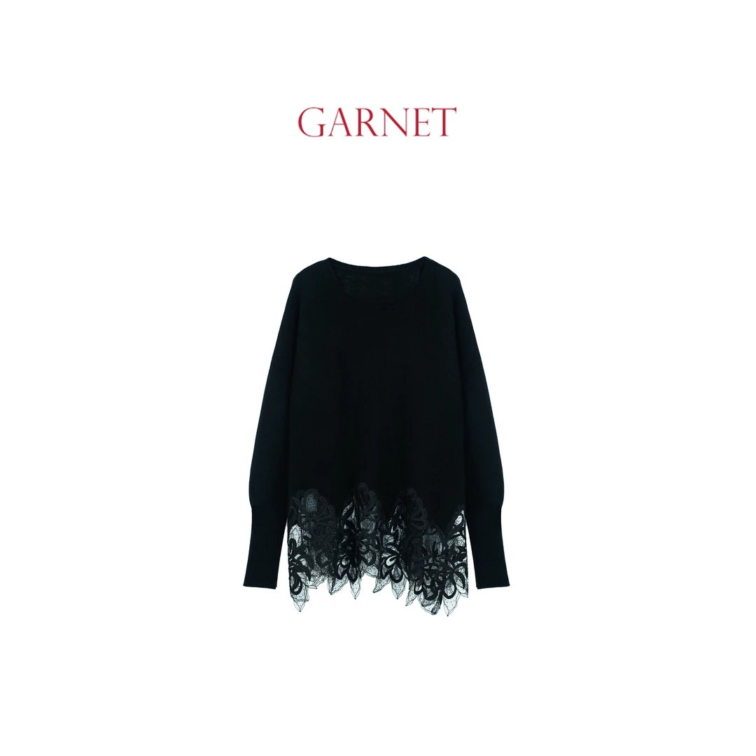 GARNET 定制款全羊绒重工刺绣刻花上衣羊绒衫HSL25FW021
