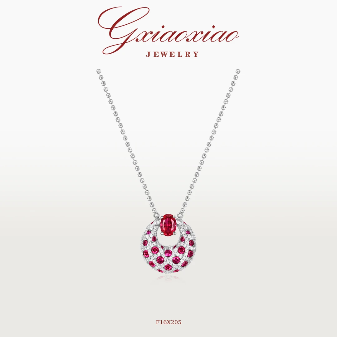 G XIAOXIAO 镀K金 轻奢气质高级感百搭红色满镶包包项链 F16X205