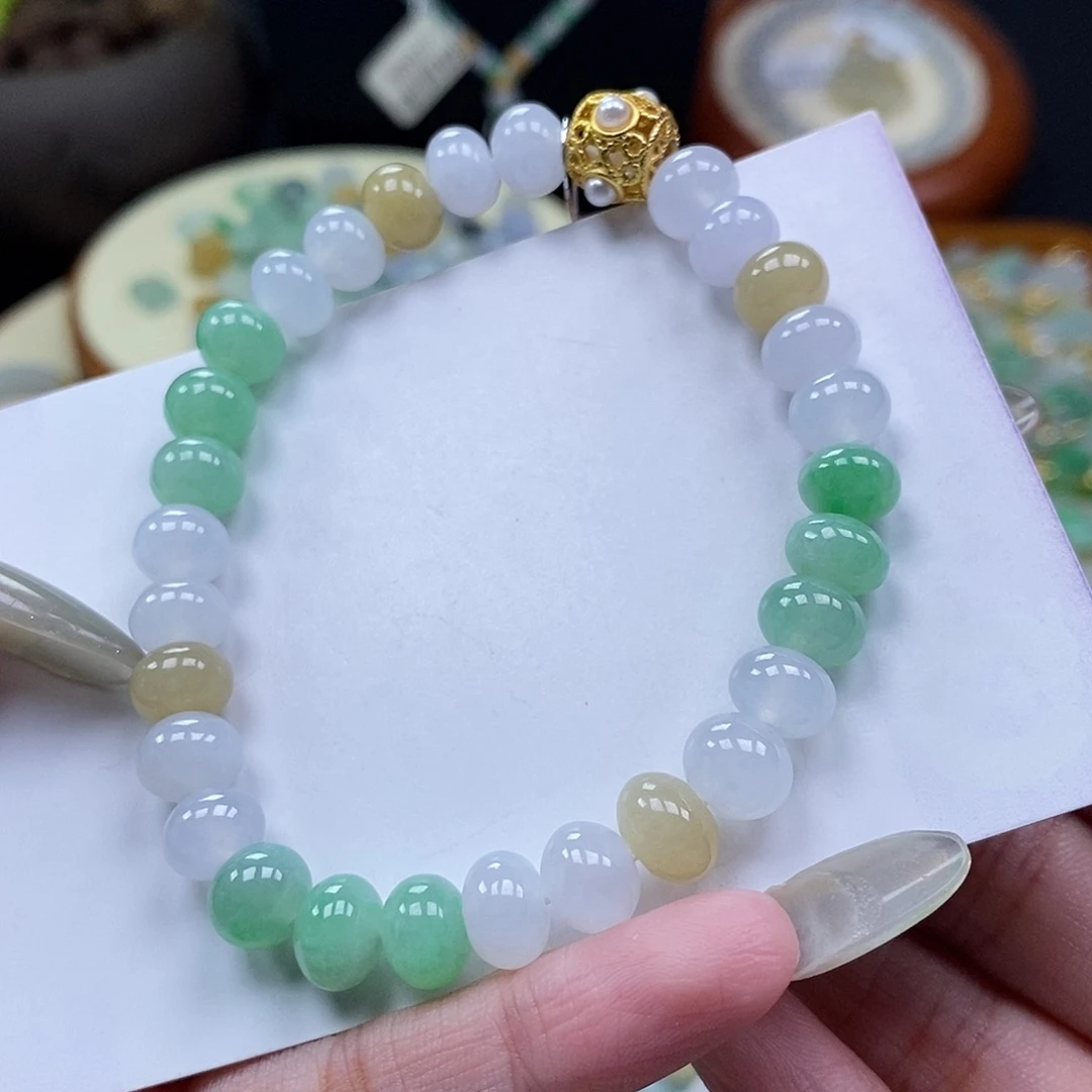 翡翠未镶嵌手链闪