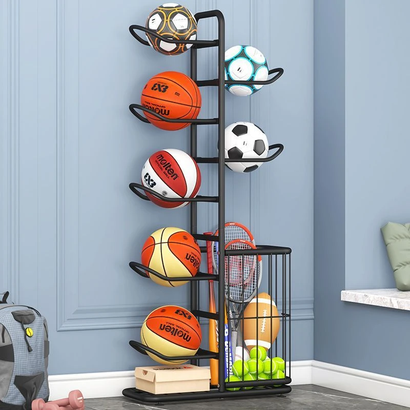 篮球收纳架玩具整理家用室内足球排球羽毛球收纳筐儿童落地置物架