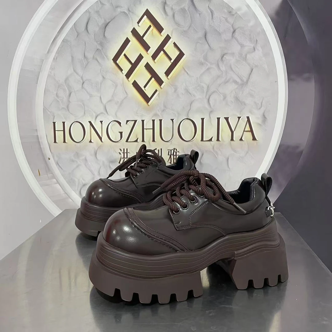 318-2单里2024厚底乐福鞋学院风小皮鞋圆头百搭单鞋黑色春