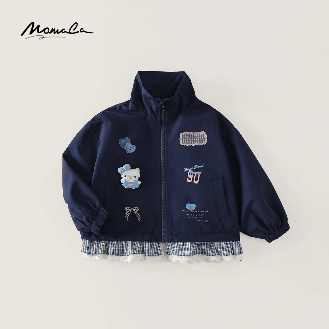 MOMOCO2025新款秋季女童卡通可爱洋气蕾丝边休闲外套77730138066