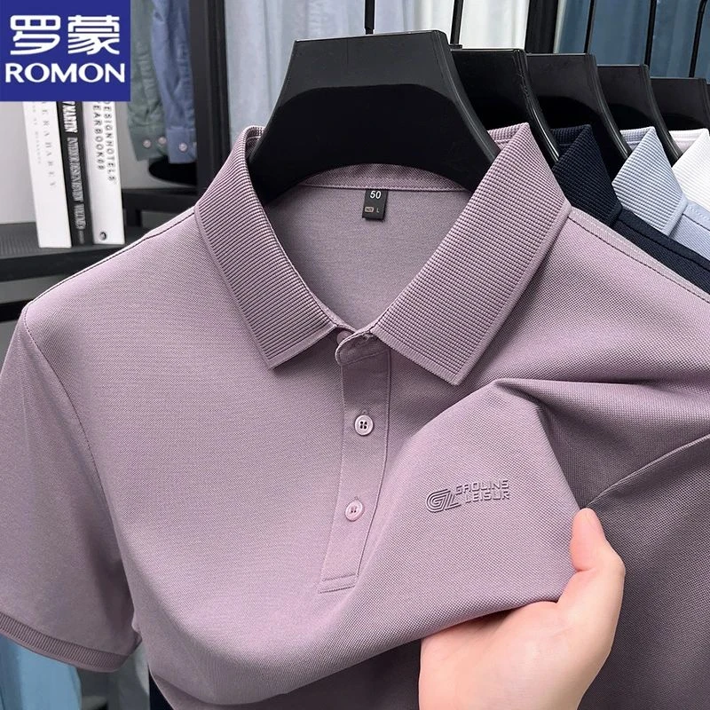 罗蒙夏季高档中年男士翻领短袖T恤夏季爸爸装POLO衫父亲节礼物