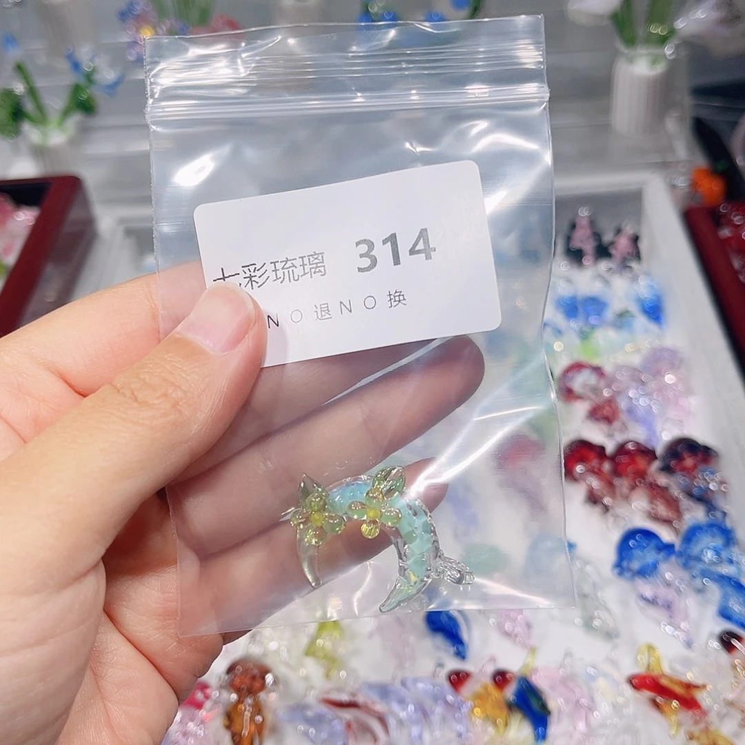 玻璃颈饰314绿色月亮