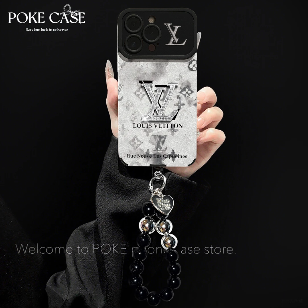 水墨四叶草适用苹果16PROMAX满钻标华为VIVO小米OPPO手链手机壳