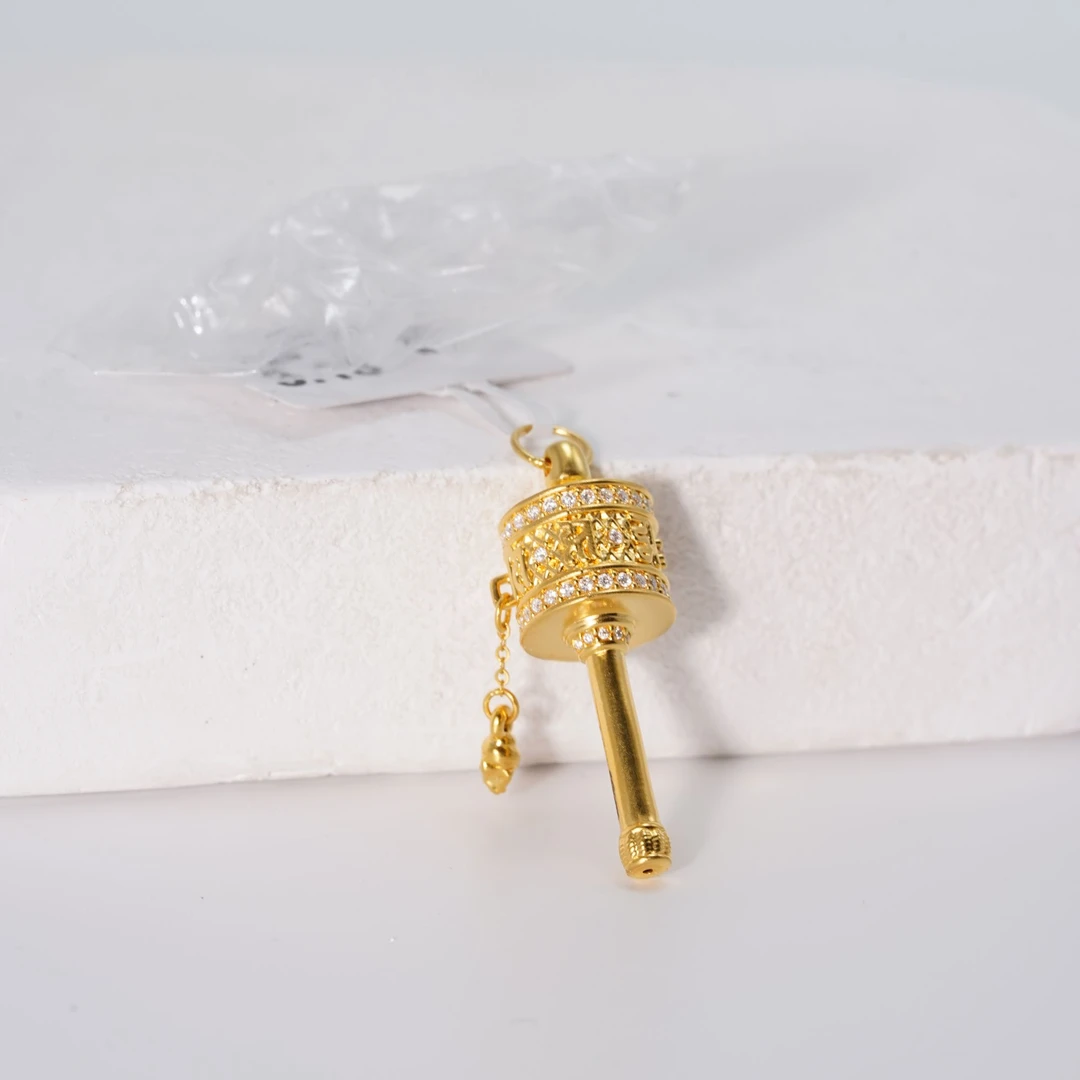 【金项链吊坠转经桶可旋转黄金吊坠5G足金999【388/88】