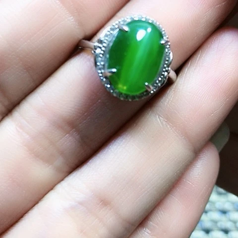 和田玉银S925镶嵌戒指