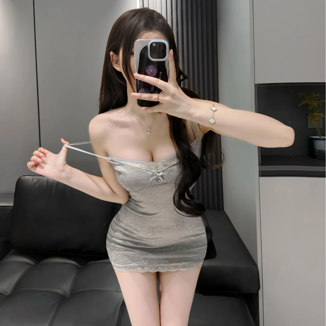 纯欲睡裙辣妹御姐纯欲性感蕾丝拼接内搭睡衣带胸垫吊带睡裙包臀裙