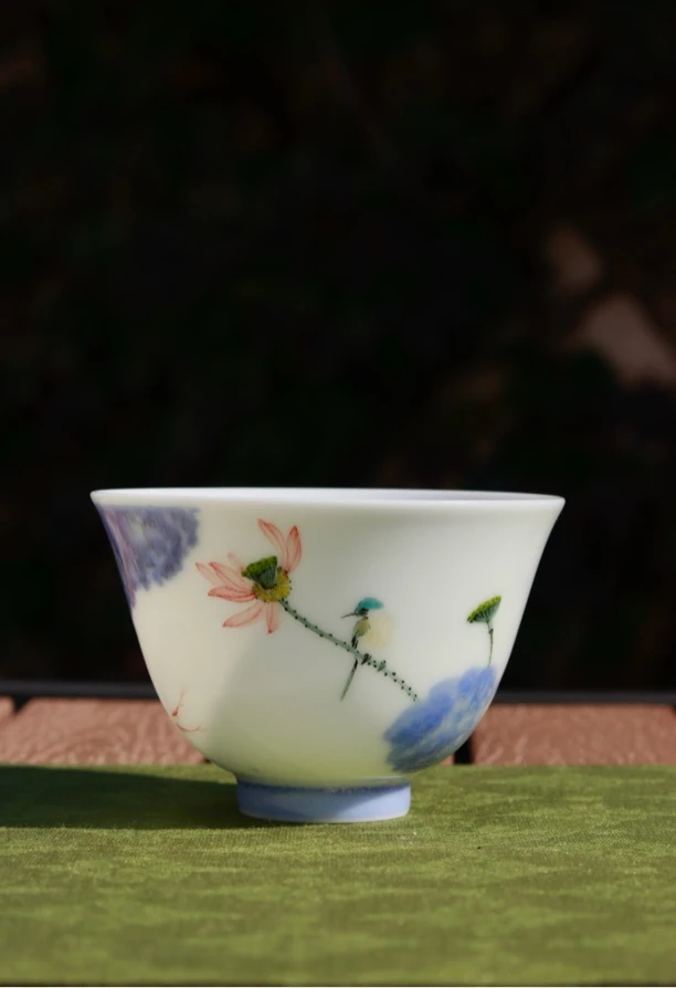 玉泥胎手工制作荷花荷塘雅趣高温颜色釉绘画