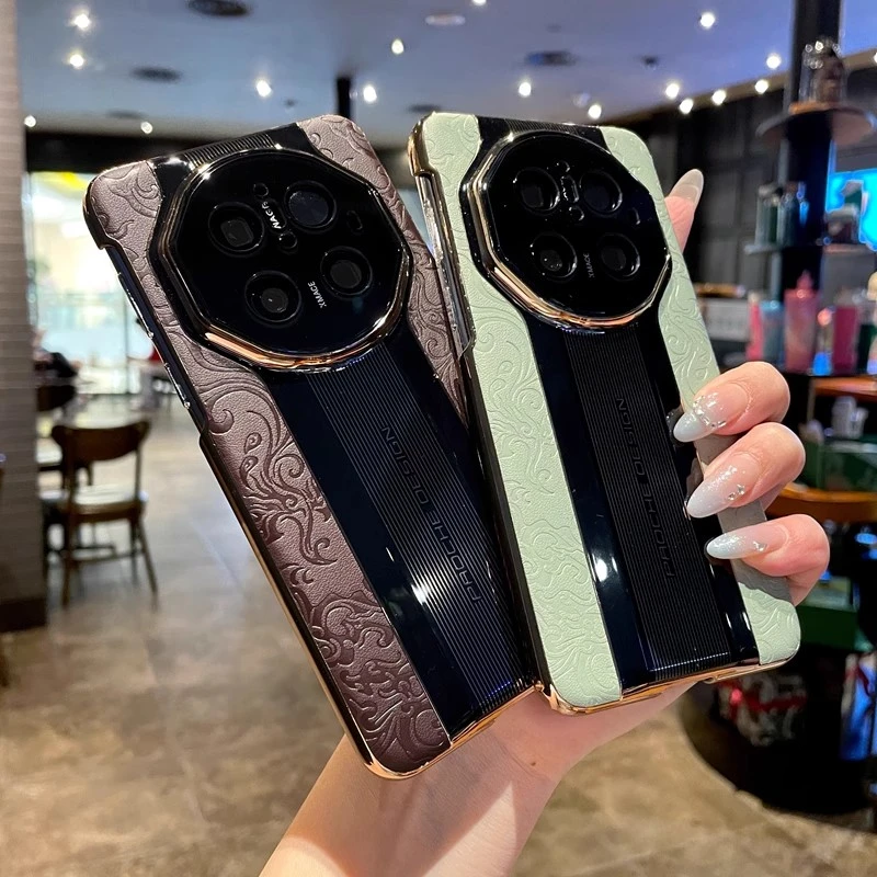 适用于华为mate70rs非凡大师手机壳潮牌电镀奢华镜头全包皮纹防摔