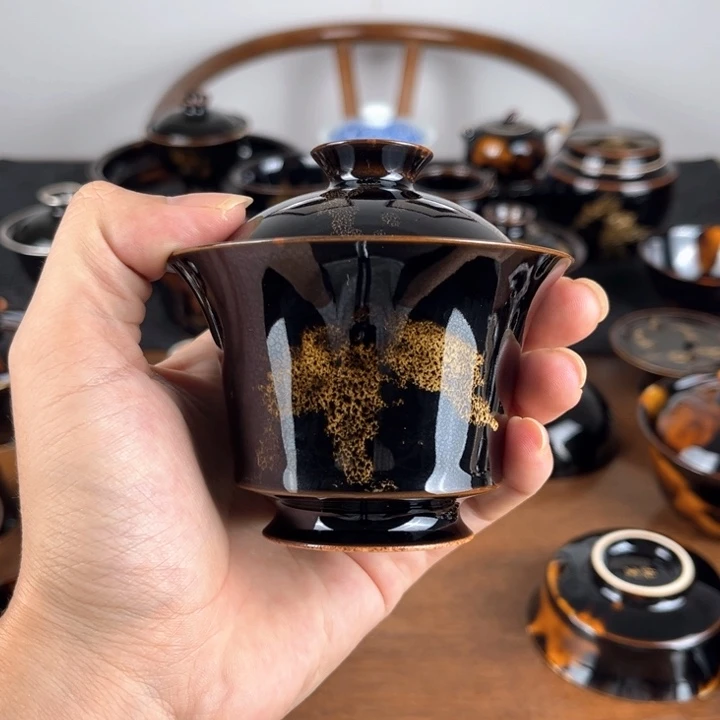 碗打****远鹧鸪斑微瑕盖碗