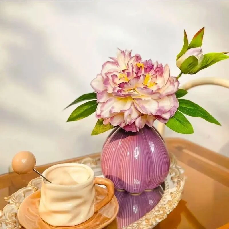 Y牡丹花仿真花客厅餐桌装饰床头柜高级陶瓷摆件花束家居假花花艺