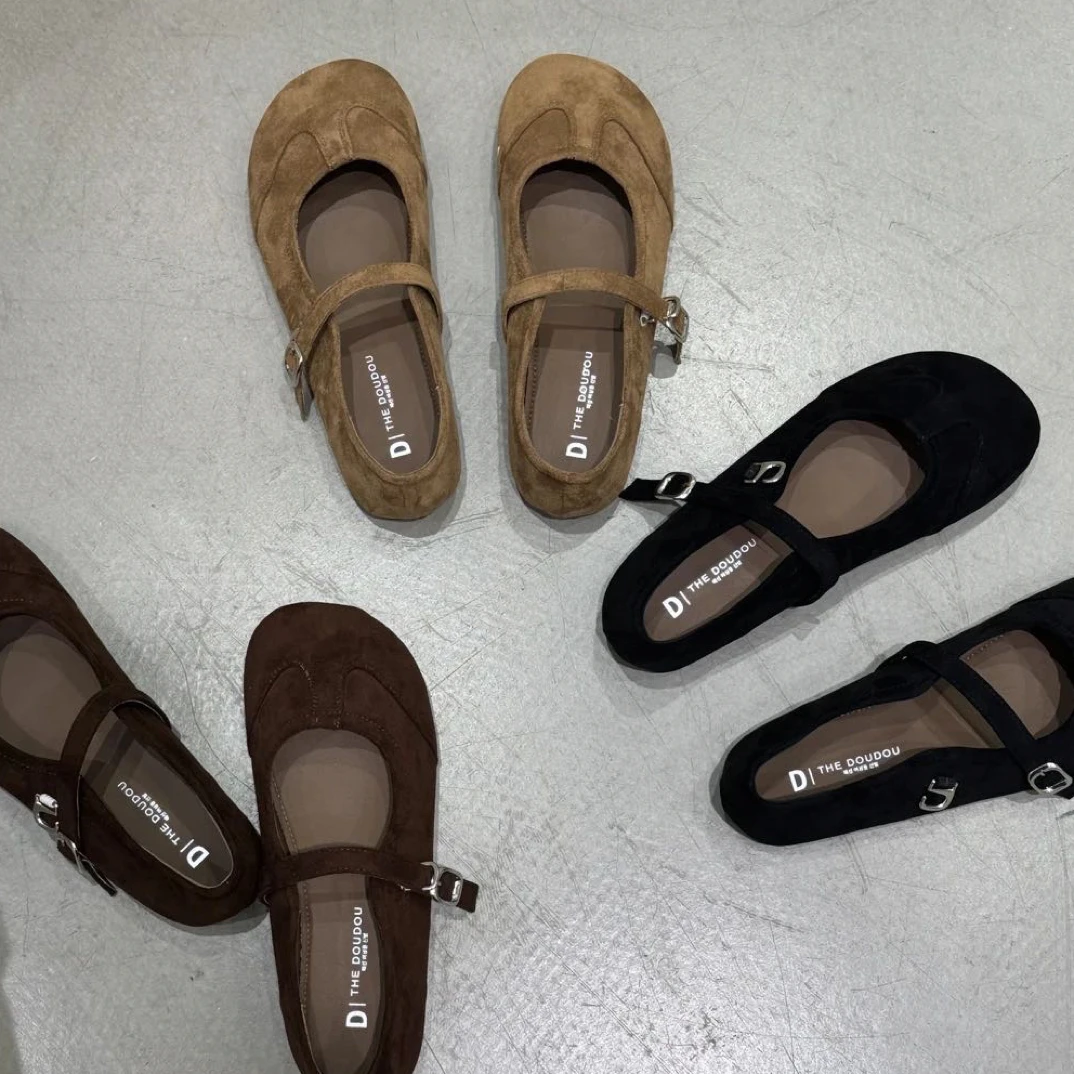 爆款秋季小单鞋贝壳头玛丽珍鞋新款一字带耐磨浅口单鞋瓢鞋软底好