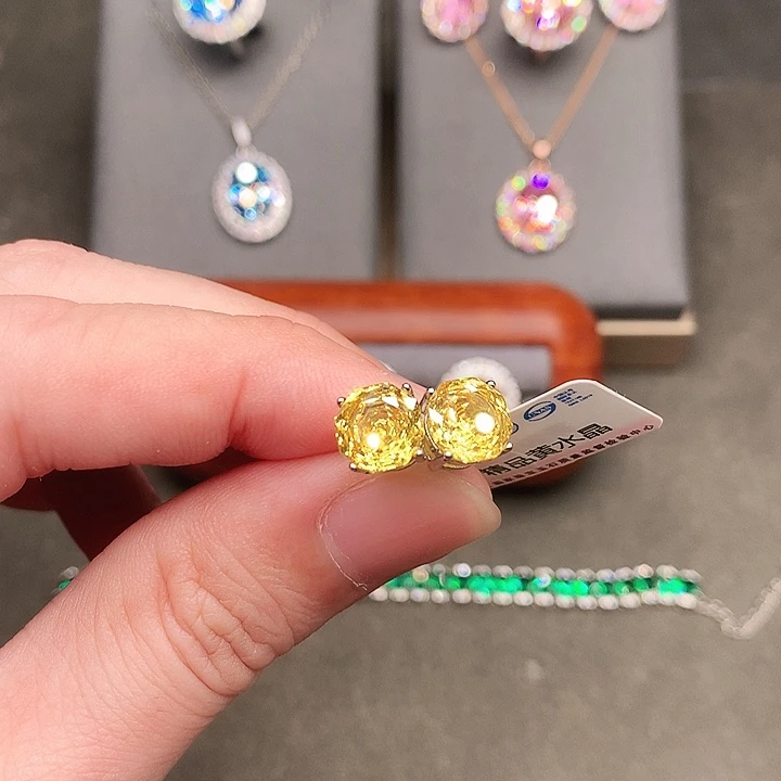 银S925镶嵌耳饰黄晶