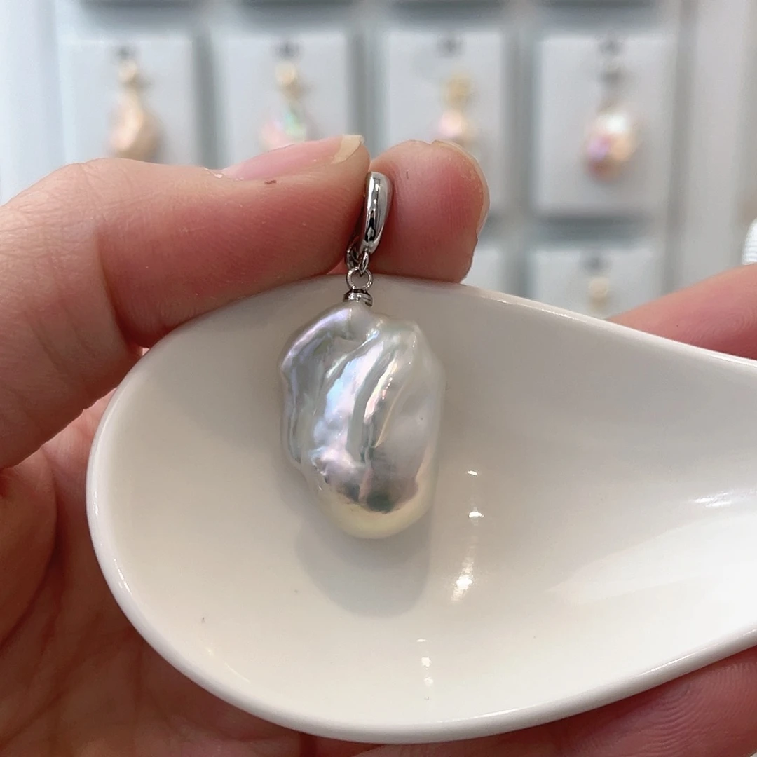 淡水珍珠天然珍珠巴洛克银S925镶嵌