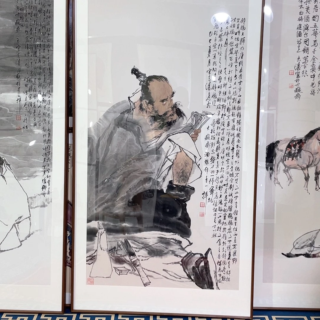 国画手绘画作品带框80/160
