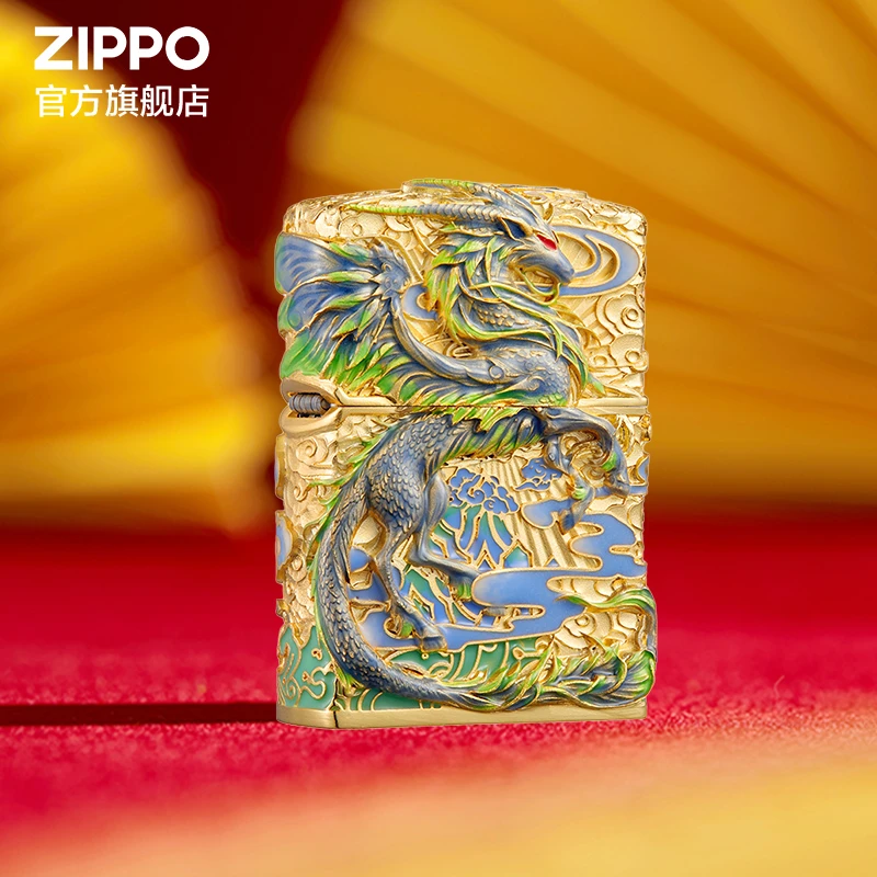 ZIPPO官方旗舰店打火机正品龙马精神祥瑞赐福个性徽章送男生礼物