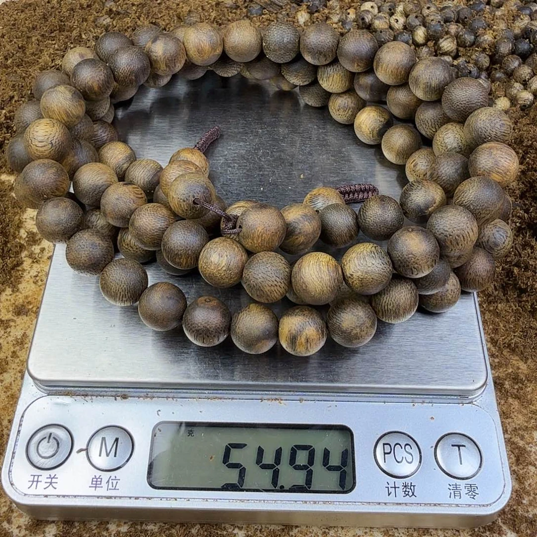 净***程沉香手串沉香奇楠手串圆珠1.0多圈54克➕