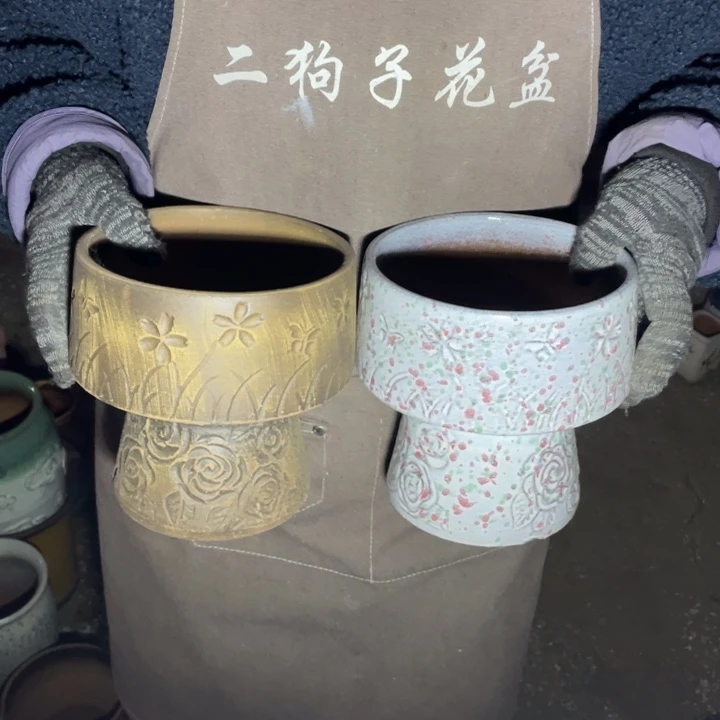 紫砂花盆口16高17瑕疵瑕疵