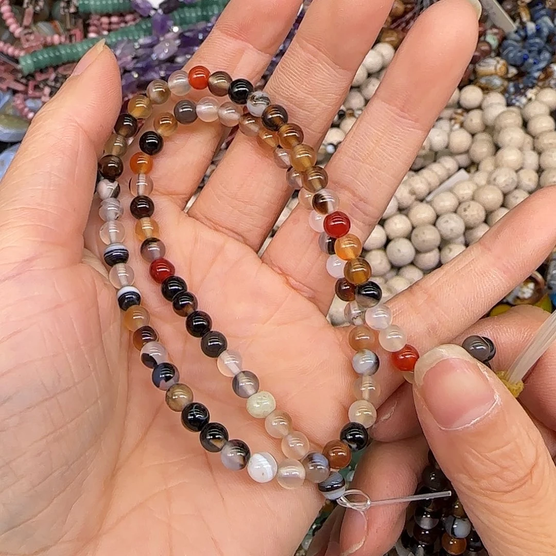 玛瑙/玉髓合金珠宝半成品飘花玛瑙5mm一条