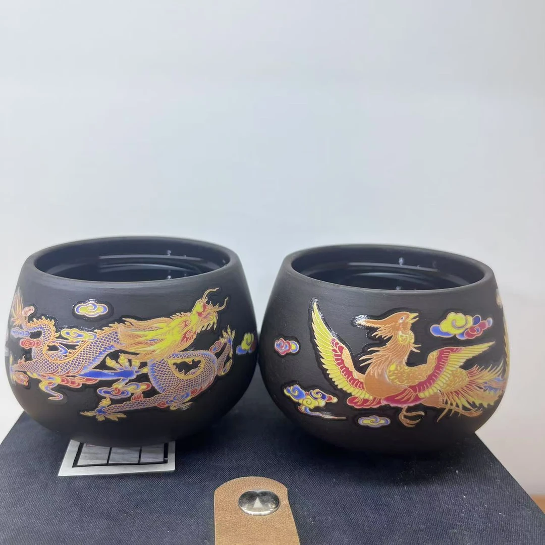031龙凤变色一对两个紫砂茶杯家用主人杯
