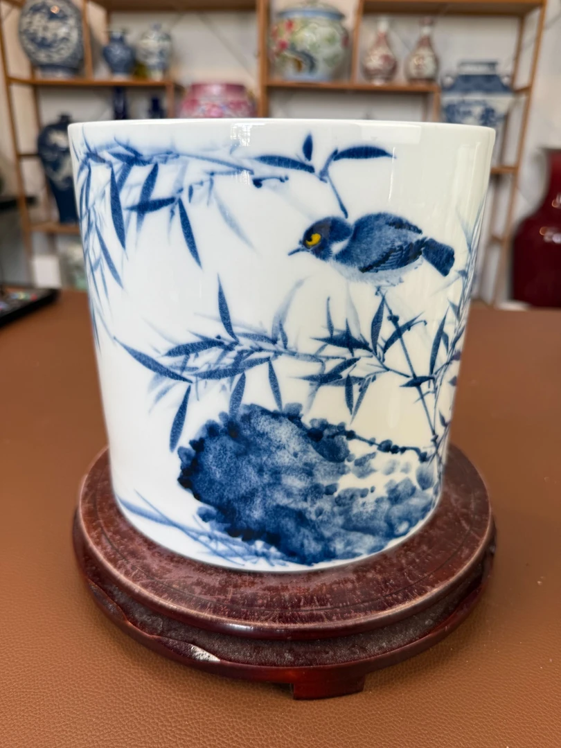 A-525景德镇陶瓷手工手绘笔筒