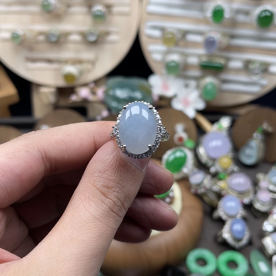 翡翠银S925镶嵌戒指