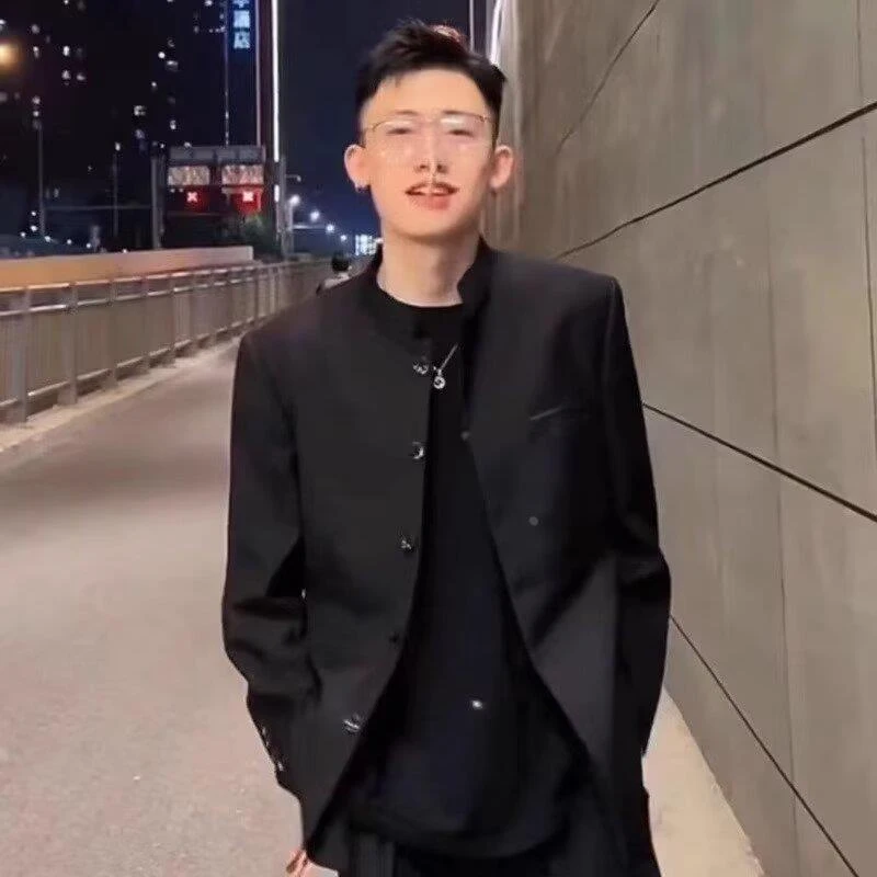 感痞帅新中式中山装夹克男春秋赵山河同款休闲立领西装外套潮