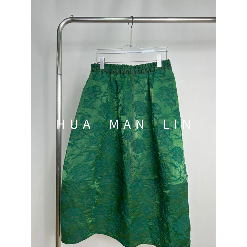 【花满林】全松紧腰油丝真丝桑蚕丝花苞半裙257558