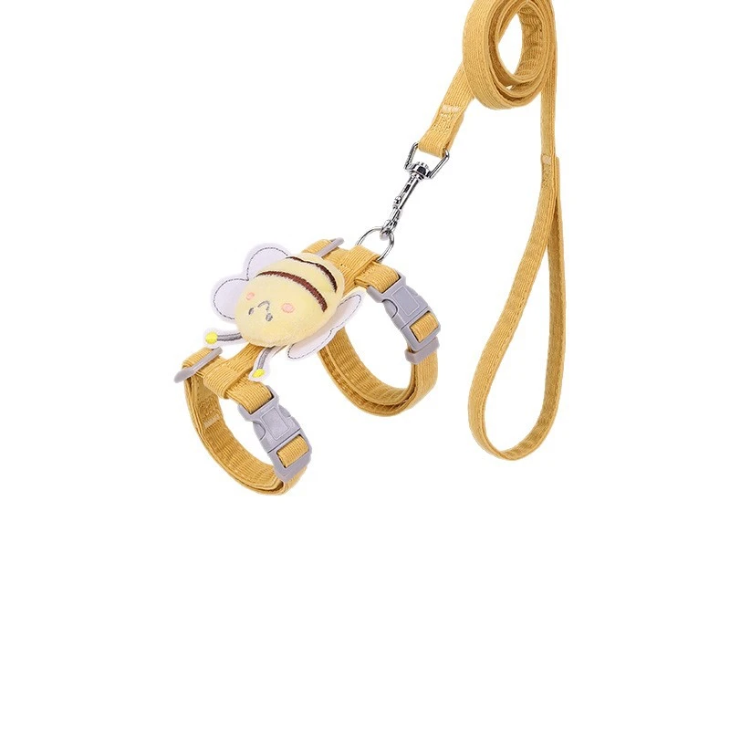 猫咪小蜜蜂牵引绳防挣脱外出宠物兔子背心遛猫溜小猫链子背带胸前