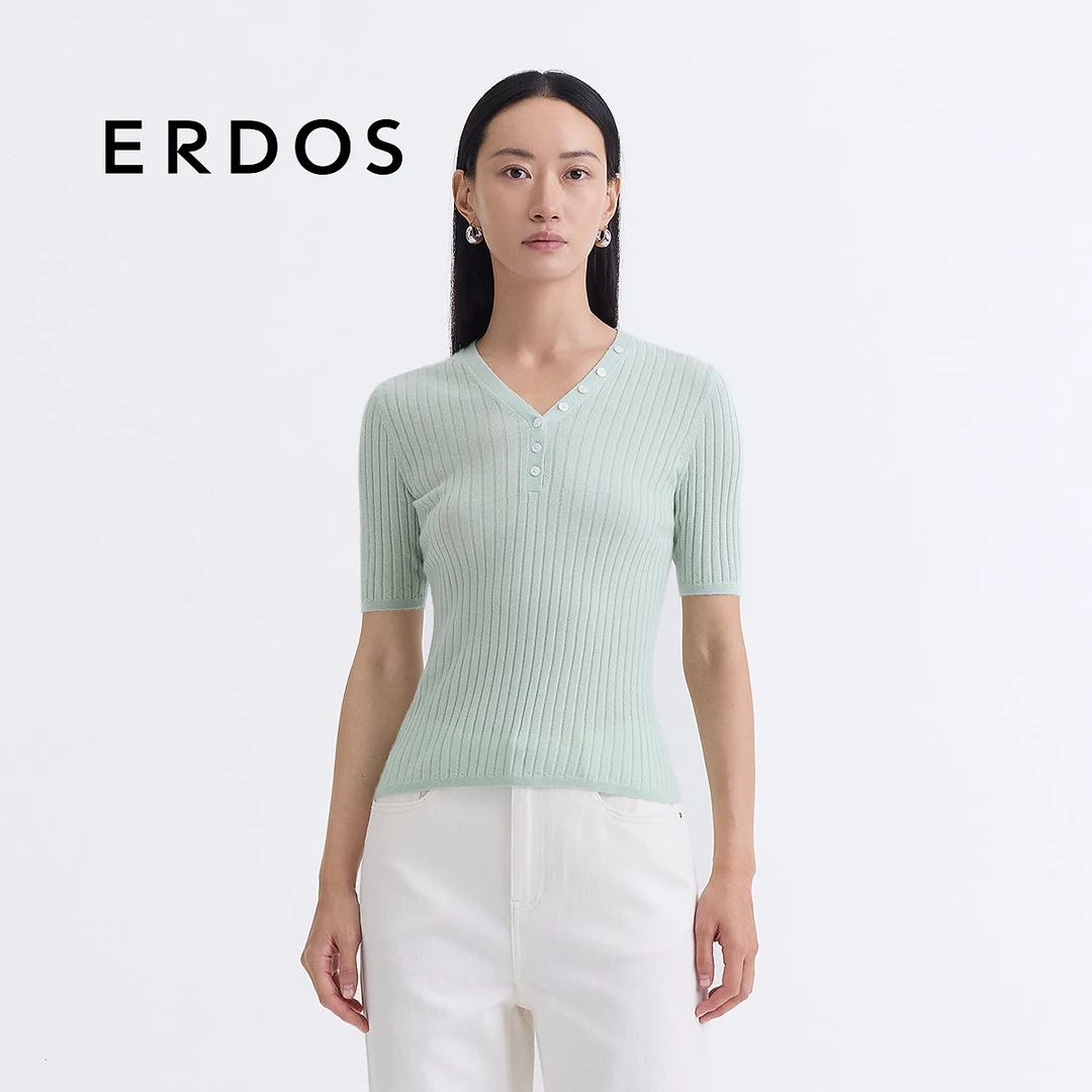 【四季羊绒】ERDOS 丝绒混纺软糯细腻修身套衫【绮境】25年春夏新品
