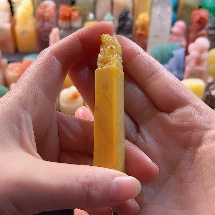 老挝石印石鸭*?手工定制1.2厘米，龙，三单付