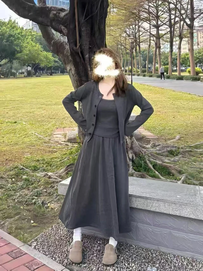 早秋新款山本风休闲风慵懒风通勤时尚套装韩版网红收腰套装