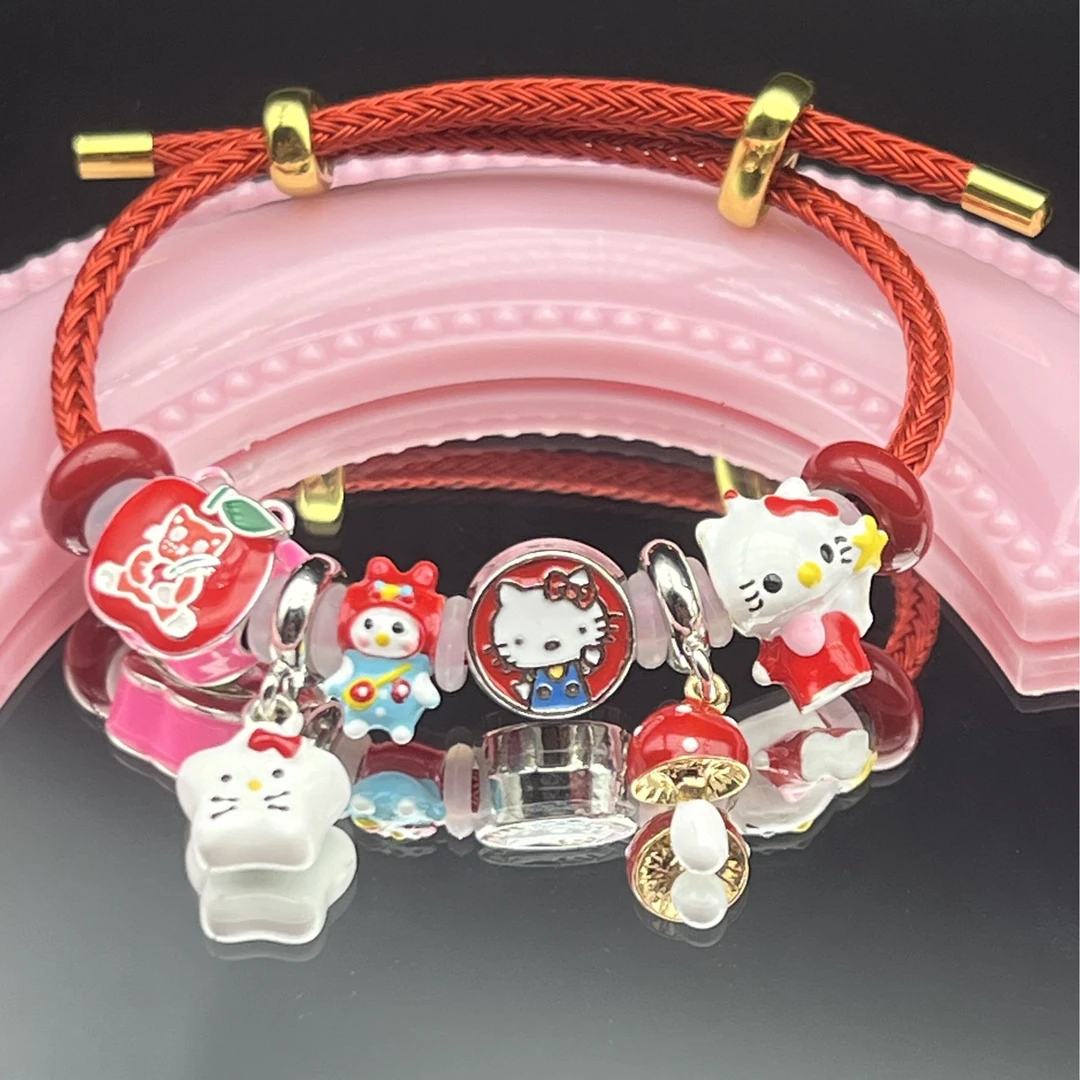 beads串珠kitty手链小众苹果合金diy手链